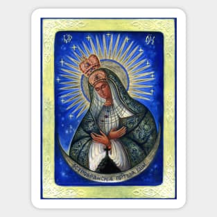 Our Lady of the Gate of Dawn. Virgin Mary Orthodox icon. Sticker